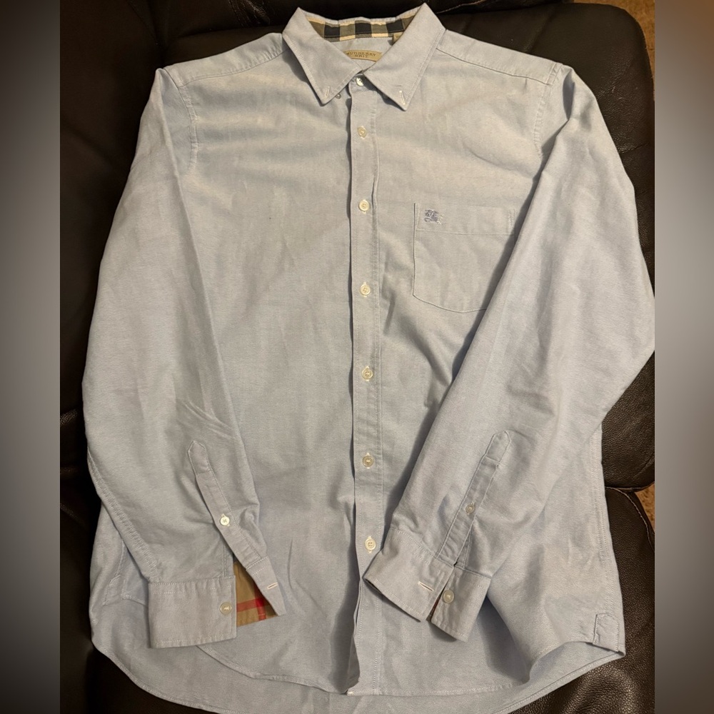 Burberry Light Blue Casual Button Down Shirt excellent condition size L
